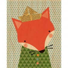 Petit collage Houten paneel vos