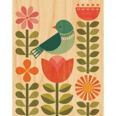Petit collage Houten paneel vogel