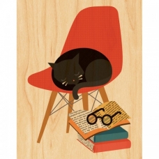 Petit collage Houten paneel kat 